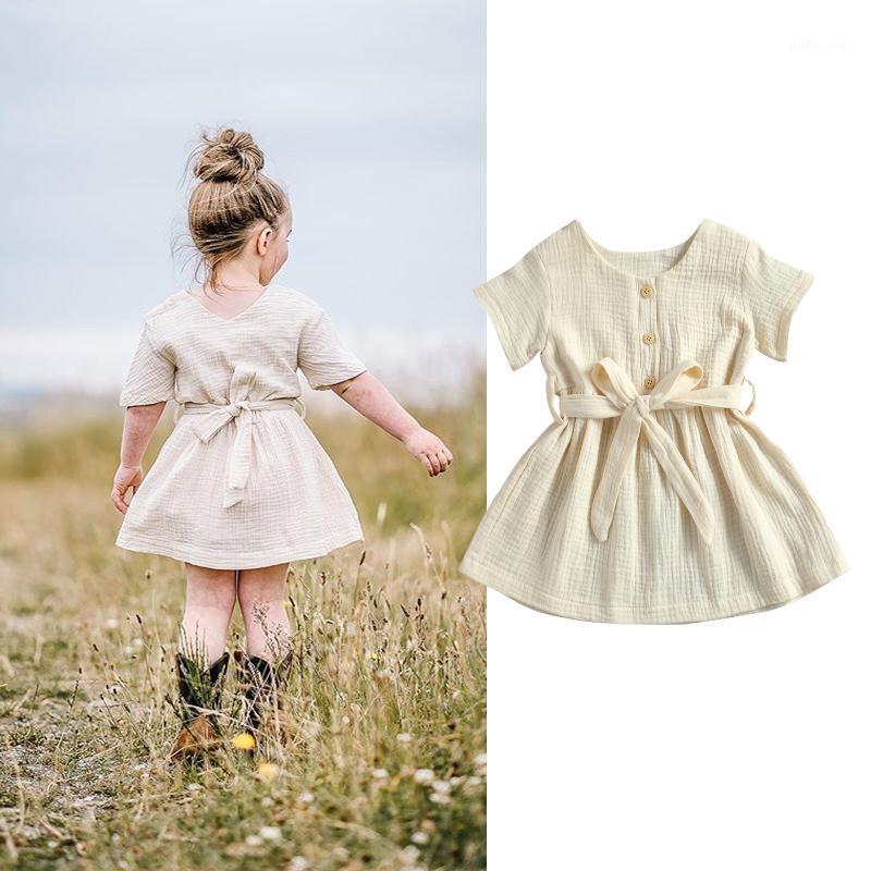 Girl's Dresses CitgeeSumemr Solid Infant Baby Girls Casual Short Sleeves Dress Belt Fashion Button V-neck Princess Clothes, As pic
Girl's Dresses CitgeeSumemr Solid Infant Baby Girls Casual Short Sleeves Dress Belt Fashion Button V-neck Princess Clothes, As pic
