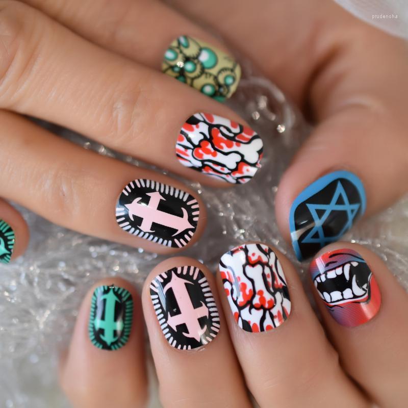 False Nails Colorful Beauty Nail Tips Short Full Cover Round Shape Fake With Cartoons Pattern Prud22, L5454
False Nails Colorful Beauty Nail Tips Short Full Cover Round Shape Fake With Cartoons Pattern Prud22, L5454