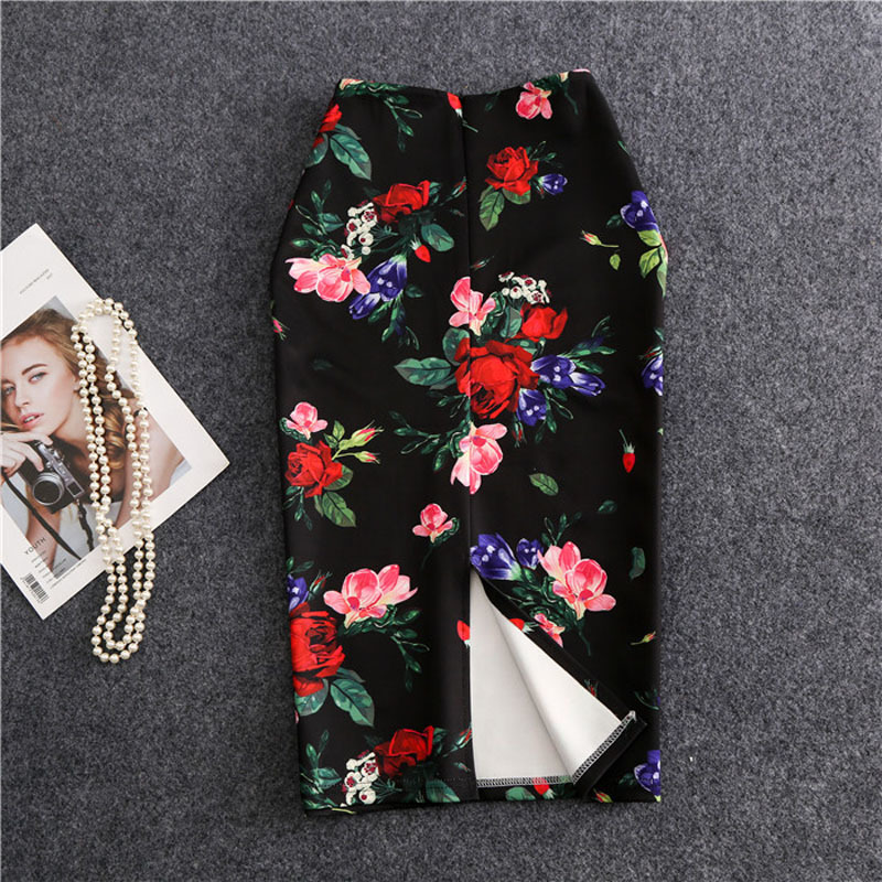 Women's Pencil Skirts letters Printed Graphic Summer Autumn High Waist Slit Tube faldas Woman Stretch Skirt Female GD503 220317