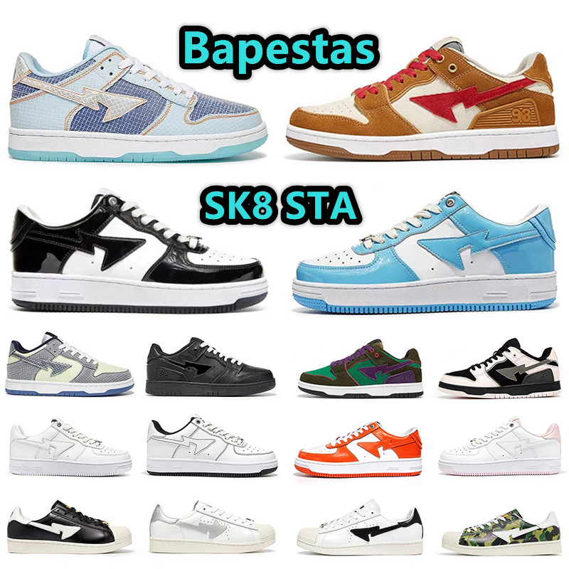 

bapestas baped mens casual shoes bapesta SK8 Sta Designer camo black white green red orange camouflage men women trainers sports sneakers Platform shoe fashion, Pay for box