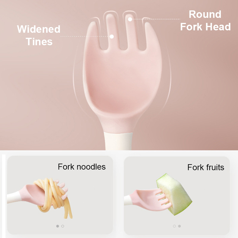 Baby Spoon Fork Utensils Set Kids Bendable Auxiliary Food Infant Learn To Eat Soft Training Tableware Toddler Feeding Spoon 220512