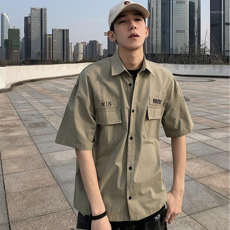 Men Shirts Short Sleeves Turn-down Collar Loose Casual Shirt Pockets Korean Style Hawaii Mens Youth Students Streetwear Men's, Army green
Men Shirts Short Sleeves Turn-down Collar Loose Casual Shirt Pockets Korean Style Hawaii Mens Youth Students Streetwear Men's, Army green