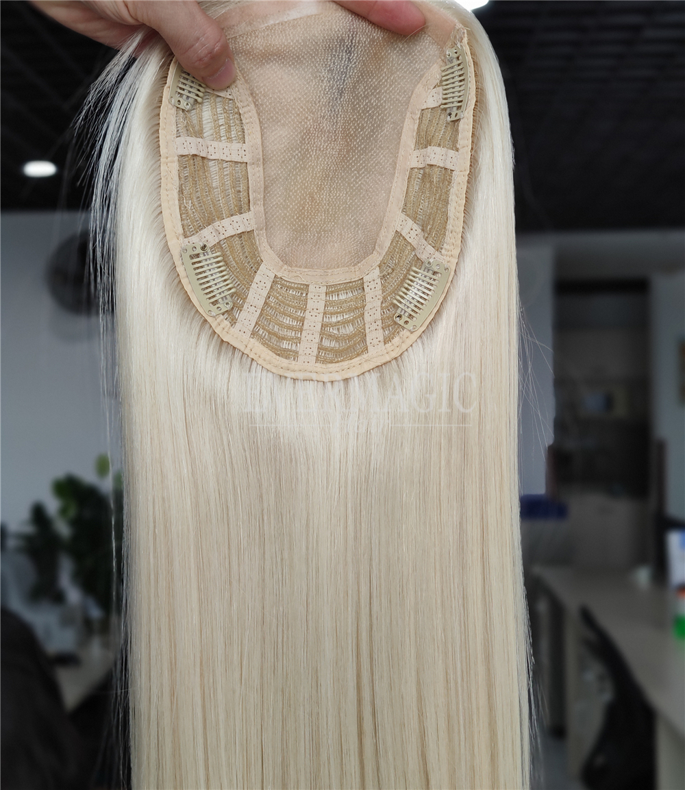 New Coming Stock Balayage Color Virgin Human Hair Toppers Mono With Open Weft Base for hairloss Women