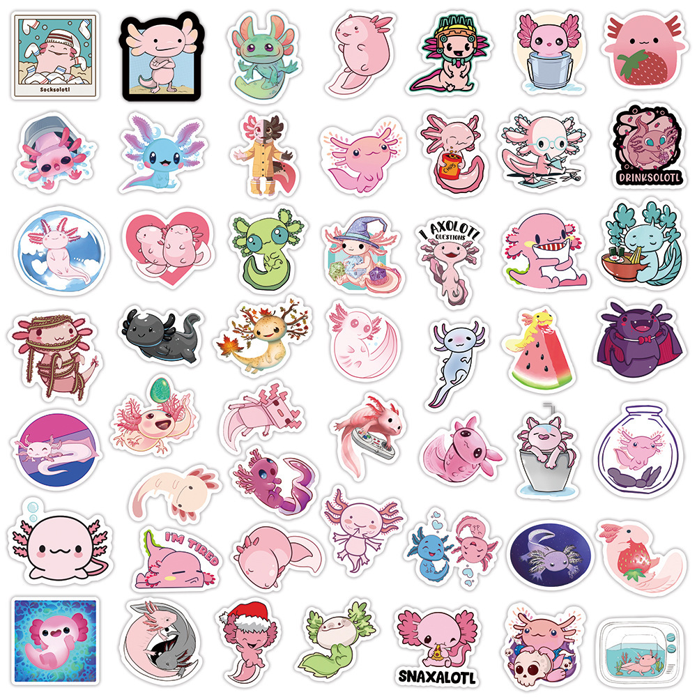 Waterproof 10/30/50pcs Cute Animal Axolotl Graffiti Stickers Cartoon Decals Kids Toy Diary Scrapbook Bike Phone Laptop Car Kawaii Sticker Car sticker