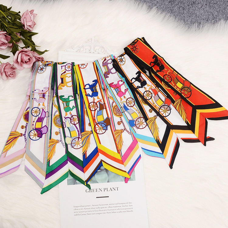 New Retro Hair Band Emulation Silk Scarf Arm Bag Handle Small Ribbon Thin Narrow Strip Womens Scarf Wholesale