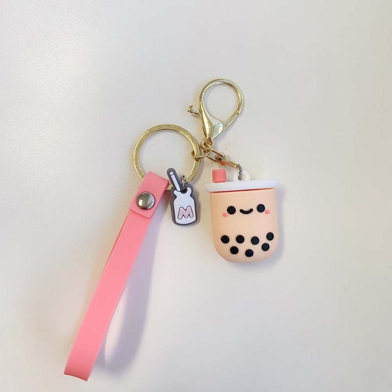 Keychains Silicone Bubble Tea Keychain Boba Milk Key Ring Car Cute Jewelry GiftKeychains Emel22