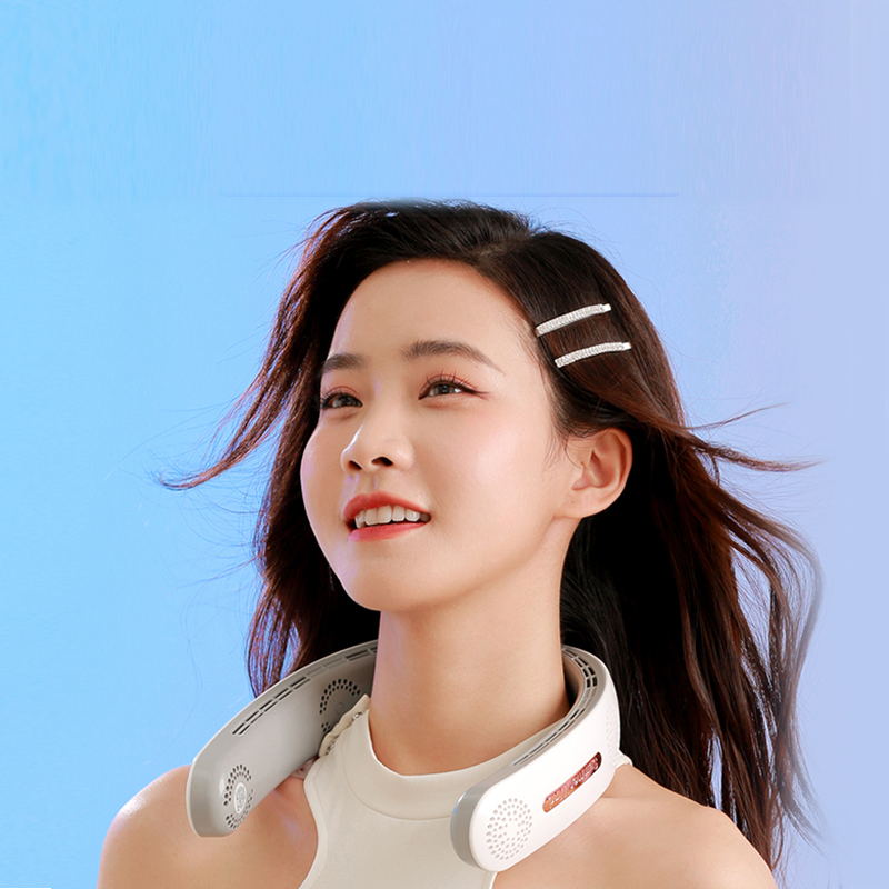 LT33 High-end portable neck fan 360-degree heat dissipation 3-speed adjustable front and rear ventilation headphone design rechargeable Type-c