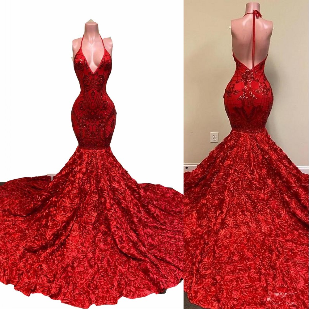 2022 Sexy Backless Red Prom Dresses Halter Deep V Neck Sequined Lace Appliques Sequins Mermaid Evening Dress Rose Ruffles Special Occasion Party Gowns, Silver
2022 Sexy Backless Red Prom Dresses Halter Deep V Neck Sequined Lace Appliques Sequins Mermaid Evening Dress Rose Ruffles Special Occasion Party Gowns, Silver