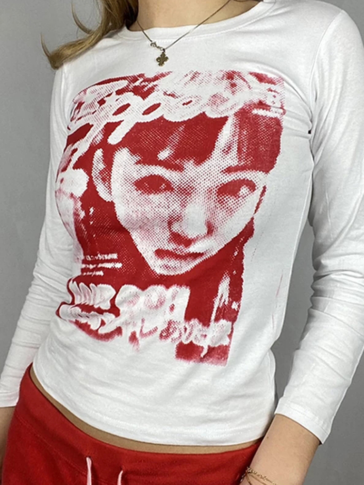 Gitana Graphic T Shirt For Women Y2K Long Sleeve Crop Tops Casual Vintage Clothes Fashion Autumn Kawaii harajuku Tee 220321