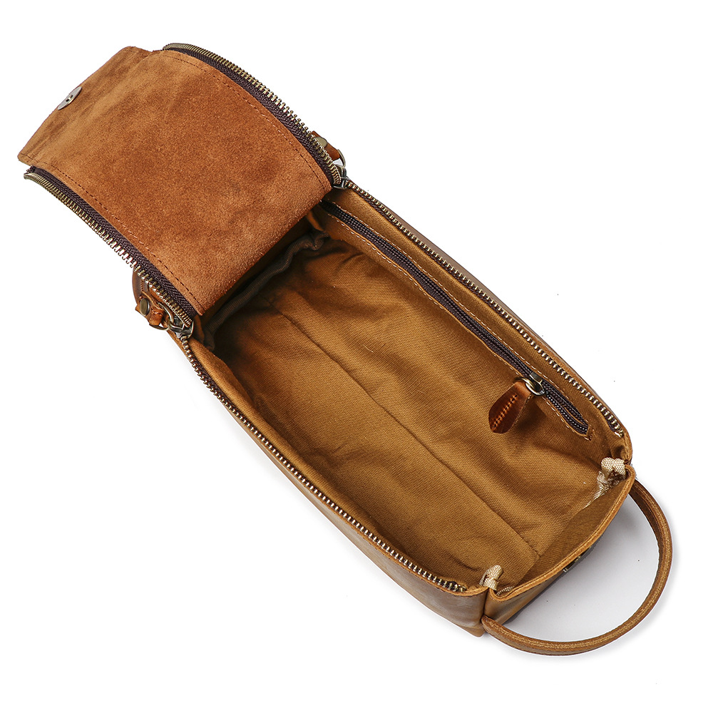handbag ladies cosmetic bag large capacity crazy horse leather toiletry storage bag