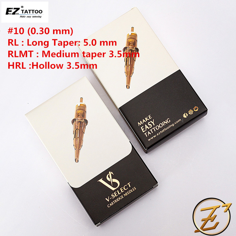 EZ V-Select Tattoo Cartridge Needles #10 Bugpin 0.30mm Round Liner Disposable Sterile Supplies 20 Pcs/Box 220316