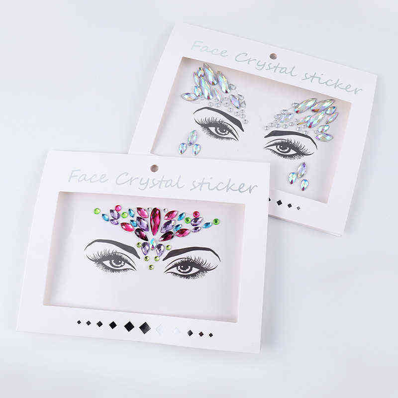 NXY Temporary Tattoo Nail Art Decorations Body Face Jewels Crystal Eyes Festival Party Glitter Stickers Flash Rhinestones 0330