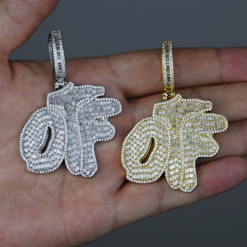Men Hip Hop Iced Out OTF Letter Pendant Necklace Bling 5A Cubic Zirconia Paved Tennis Chain Necklace Jewelry
