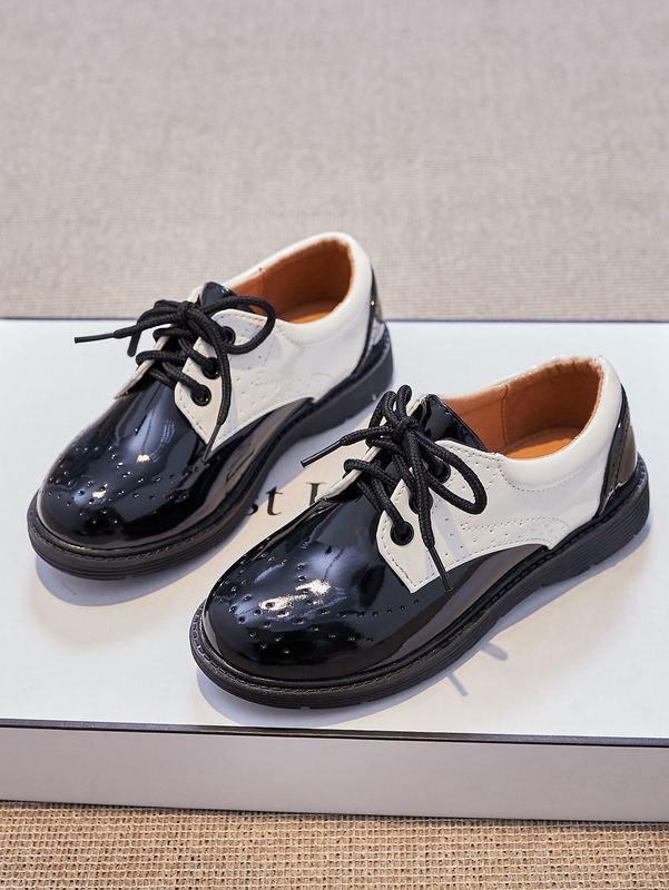 Boys Two Tone Lace-up Front Flat Oxfords SHE