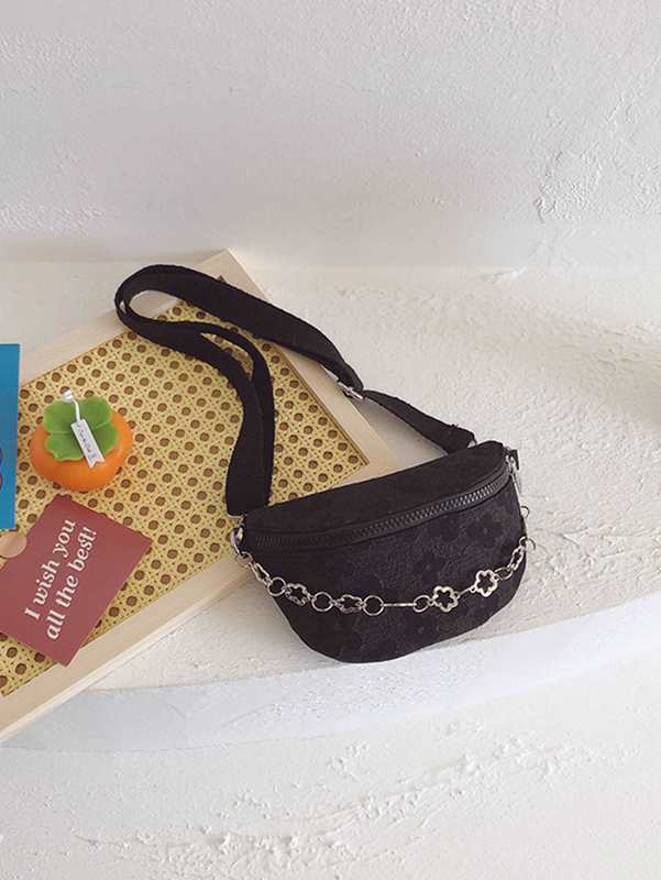Kids Floral Graphic Chain Decor Waist Bag SHE