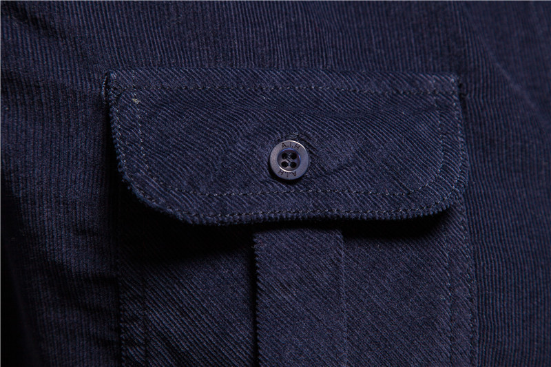 AIOPESON Corduroy 100% Cotton Shirts Men Business Casual Lapel Solid Color Slim Fit 's Autumn Fashion for 220322