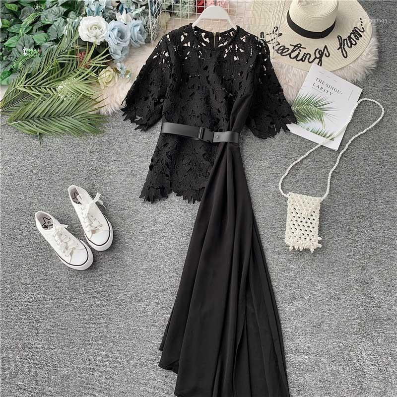 Black White Irregular Women Blouse Fashion Patchwork Hollow Out Lace Blusas Belted Elegant Office Lady Long Blouses Tops Women's & Shirts
Black White Irregular Women Blouse Fashion Patchwork Hollow Out Lace Blusas Belted Elegant Office Lady Long Blouses Tops Women's & Shirts