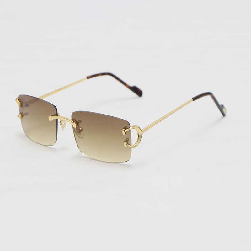 Latest Fashion Luxury Rimless Metal Sunglasses Man Woman Frame High Quality 18K Gold UV400 Lens Designer Sun Glasses 03440 Frames Size 57-18-145