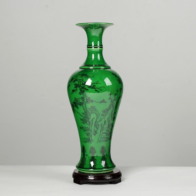 

Vases Antique Green Glaze Porcelain Vase Ornaments Jingdezhen Creative Living Room Flower Arrangement Office Bedroom Display