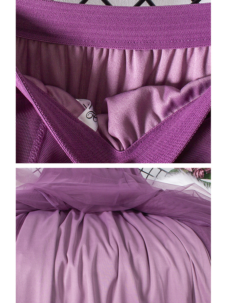TIGENA Big Hem Long Tulle Skirt Women Korean Casual Simple Solid 3 Layers A Line High Waist Maxi Female Lady Purple 220317