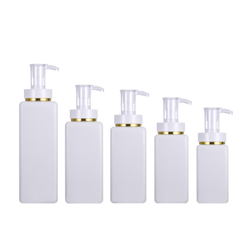 100ml 200ml 300ml White plastic bottle High-end square serum body lotion bottles shower gel pump sub-bottle