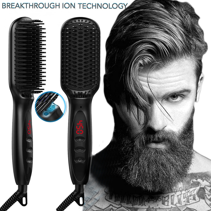 Heating Straightening Comb Hair Straightener Brush Men Quick Beard Straightener Brush Beard Comb Styling Iron Smoothing Comb 220623