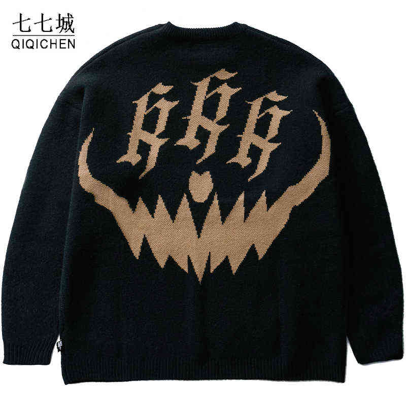 Streetwear Hip Hop Knitted Sweater Devil Letter Embroidery Sweater Winter Men Women Fashion Harajuku Cotton Oversized Pullover T220730, Black
Streetwear Hip Hop Knitted Sweater Devil Letter Embroidery Sweater Winter Men Women Fashion Harajuku Cotton Oversized Pullover T220730, Black