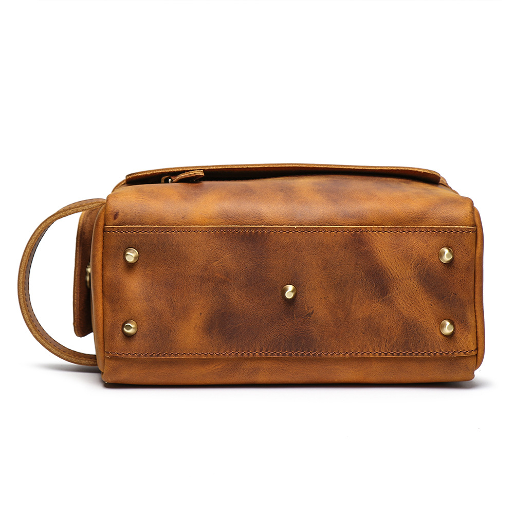 handbag ladies cosmetic bag large capacity crazy horse leather toiletry storage bag