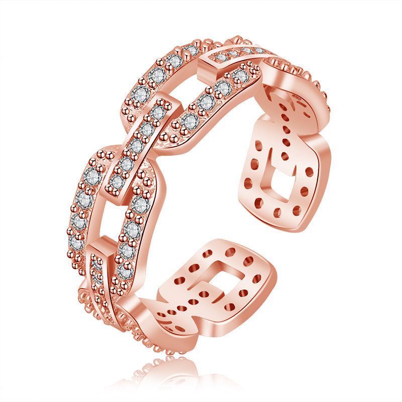 Free shipping retro vintage simple designer band rings jewelry for women hollow geometry korean fashion elegant dia love ring rose gold sier with crys