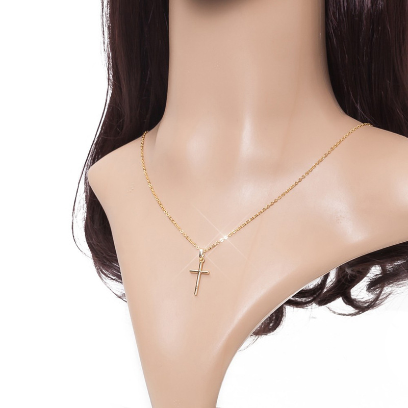 Fashion Cross Pendants Gold Color Crystal Cross Pendant Necklace Jewelry For Men/Women Wholesale