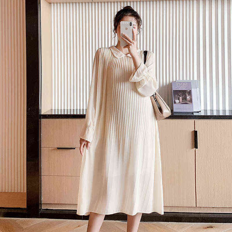 5916# 2021 Autumn Korean Fashion Pleated Chiffon Maternity Long Dress Straight Loose Casual Clothes for Pregnant Women Pregnancy G220418, Beige
5916# 2021 Autumn Korean Fashion Pleated Chiffon Maternity Long Dress Straight Loose Casual Clothes for Pregnant Women Pregnancy G220418, Beige