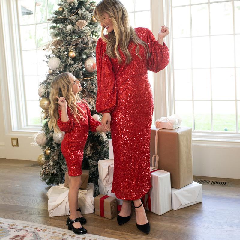 Casual Dresses Parent-Child Clothing Sexy Glitter Sequin Party Dress Autumn Winter Christmas Elegant O-neck Long Sleeve Solid, Kids red
Casual Dresses Parent-Child Clothing Sexy Glitter Sequin Party Dress Autumn Winter Christmas Elegant O-neck Long Sleeve Solid, Kids red