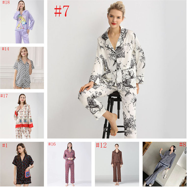 

Fendi Dior LV Gucci Sleepwear Designer Womens Pajamas Sets Full Letter Print Shirts Casual Home Clothes Nightwear, No with brand tags and label