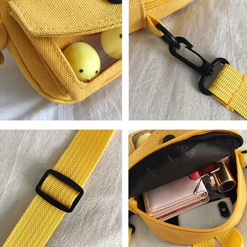 Canvas Small Kawaii Handbags Transparent Shoulder Bags Student Girls Cute Messenger Bag Female PVC Cartoon Pack School Bag