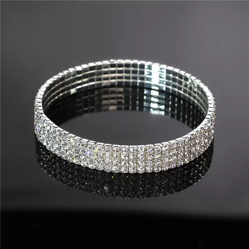 Adjustable Ealstic Crystal Diamond Anklet for Women 18K Gold Silver Plated 1/2/3/4/5 Rows Rhinestone Anklets Bracelet Foot Chain Bride Wedding Jewelry