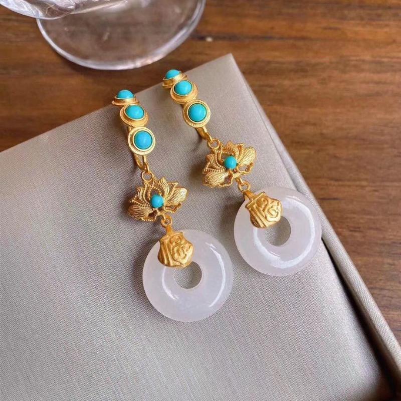 Dangle & Chandelier Sterling Silver Round Jade Pendant Earrings Natural Hetian Inlaid Turquoise Ethnic Style Graceful LaDangle
Dangle & Chandelier Sterling Silver Round Jade Pendant Earrings Natural Hetian Inlaid Turquoise Ethnic Style Graceful LaDangle