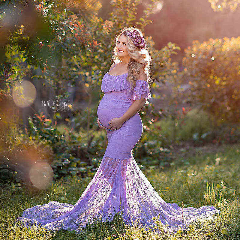 

Fishtail Pregnancy Dress Photography Maternity Dresses For Photo Shoot Maternity Photography Props Pregnant Women Lace Vestidos G220418, Pink