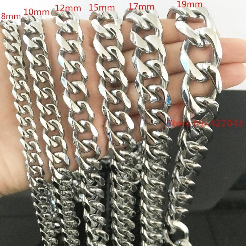 Chains Charm Optional Size 7"-40" 8/10/12/15/17/19mm 316L Stainless Steel Link Silver Color Curb Cuban Chain Men Necklace JewelryC
Chains Charm Optional Size 7"-40" 8/10/12/15/17/19mm 316L Stainless Steel Link Silver Color Curb Cuban Chain Men Necklace JewelryC