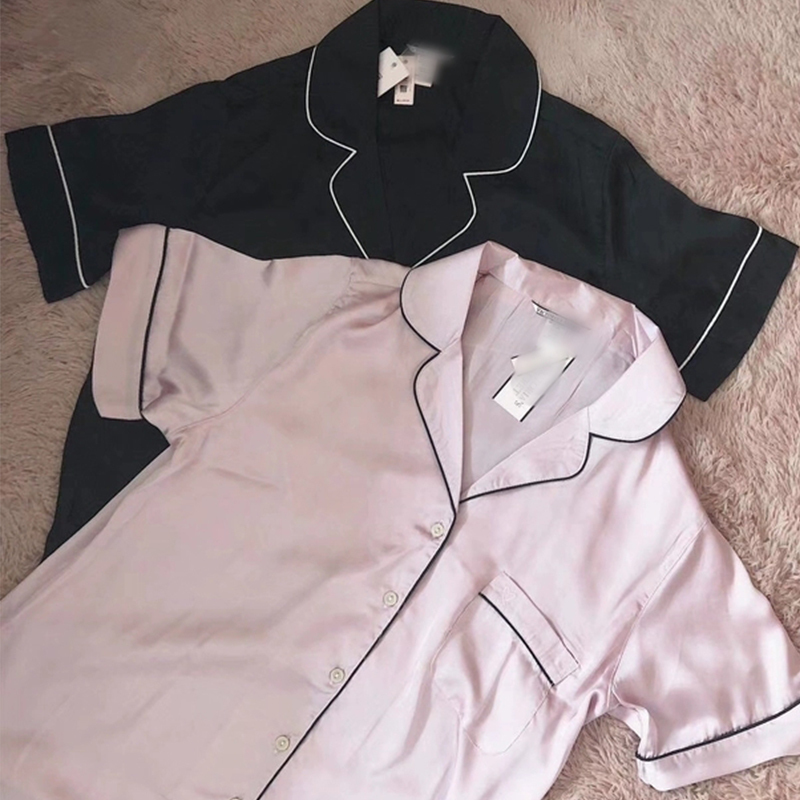 Summer Pijamas Women Set 2 Pieces Short Pamas Silk Satin Sleepwear Nightwear Lounge Wear Sleep Tops Pants Pjs Home Suit 220321