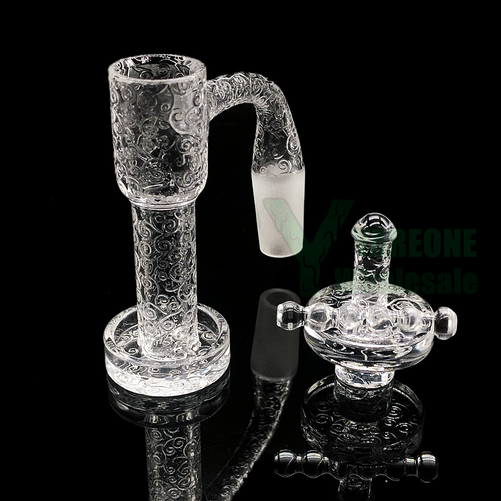 Full Weld Terp Slurper Kit with Engraved Vine Pattern Smoking Dab Nail 10mm 14mm 18mm Beveled Edge Slurp Banger 20mm OD Paired Quartz Carb Cap Pillar for Glass Bong Rigs
Full Weld Terp Slurper Kit with Engraved Vine Pattern Smoking Dab Nail 10mm 14mm 18mm Beveled Edge Slurp Banger 20mm OD Paired Quartz Carb Cap Pillar for Glass Bong Rigs