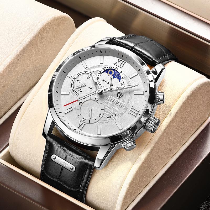 Wristwatches 2022 LIGE Men Watches Black Leather Waterproof Sport Quartz Chronograph Military Watch Clock Relogio Masculino, Gold black l
Wristwatches 2022 LIGE Men Watches Black Leather Waterproof Sport Quartz Chronograph Military Watch Clock Relogio Masculino, Gold black l