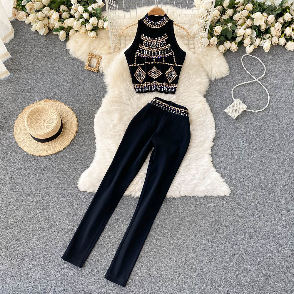 Autumn Womens Women's Two Piece Pants Beaded Chic Cropped Tops And High Waist Slim Long Pants Fashion Set 2023, Same as picture
Autumn Womens Women's Two Piece Pants Beaded Chic Cropped Tops And High Waist Slim Long Pants Fashion Set 2023, Same as picture