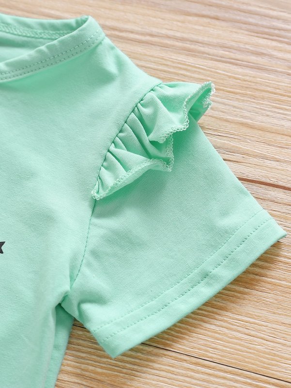 Toddler Girls Cartoon Graphic Ruffle Trim Tee & Tutu Skirt SHE