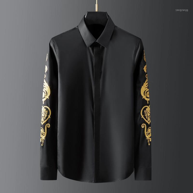 Royal Embroidery Luxury Shirt Men Long Sleeve Slim Business Casual Dress Shirts Social Party Streetwear Brand Male Clothing 2022 Men's, Black
Royal Embroidery Luxury Shirt Men Long Sleeve Slim Business Casual Dress Shirts Social Party Streetwear Brand Male Clothing 2022 Men's, Black