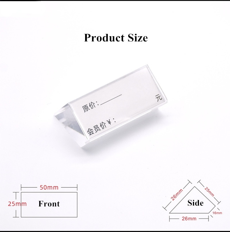 50x25mm Mini Slanted Clear Acrylic Price Tag Holder Display Stands Small Table Plastic Price Sign Label Paper Holder