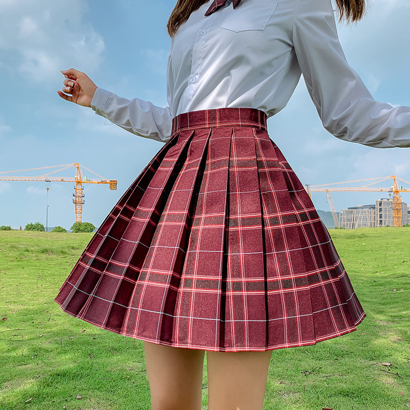 FESTY KARY Korean Japan Style Summer Women Skirts Fashion High Waist Plaid Pleated Girls School Kawaii Mini Skirt 220322