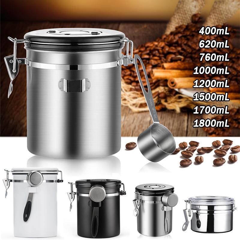 

Storage Bottles & Jars Stainless Steel Airtight Coffee Bean Container Canister Set Jar With Scoop For Beans Tea 1.5L