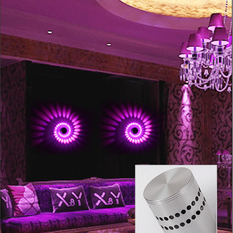 Modern style 3W LED Wall Lamp AC85-265V Aluminum Indoor Lighting For KTV Bar Decorate Lights Luminaire Sconce Background Lamps