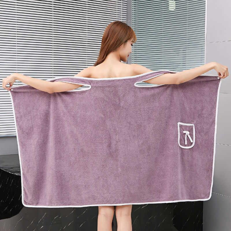 Wearable Bath Towels Superfine Fiber Towels Soft Absorbent Chic Towel for Autumn Winter Hotel Home Bathroom Gifts Women Bathrobe Blanket