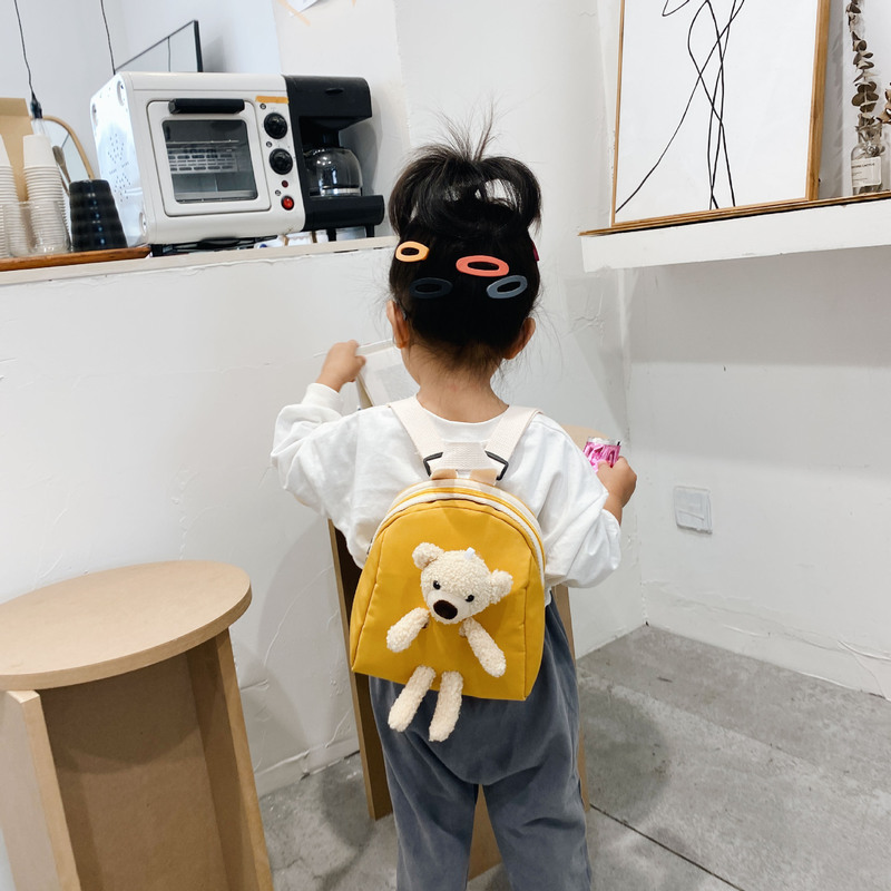 Korean Version of Children s Plush Bear Bag Backpack Cute Cartoon Small Boys and Girls Toddler School 220630